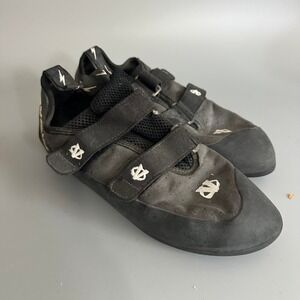 Evolv Defy Climbing Shoes Black Grey Hook Loop Strap Bouldering Womens Size 12